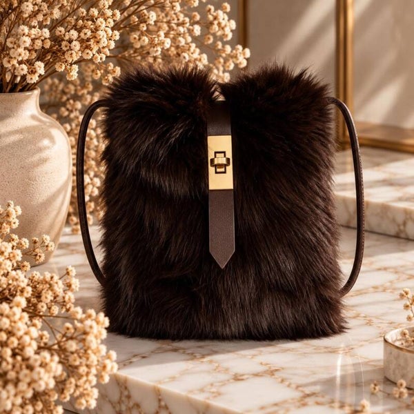 Tasje fluffy - Bruin