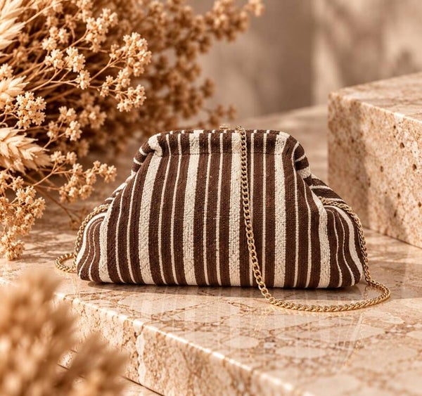 Crossbody bag gestreept - Taupe & Beige