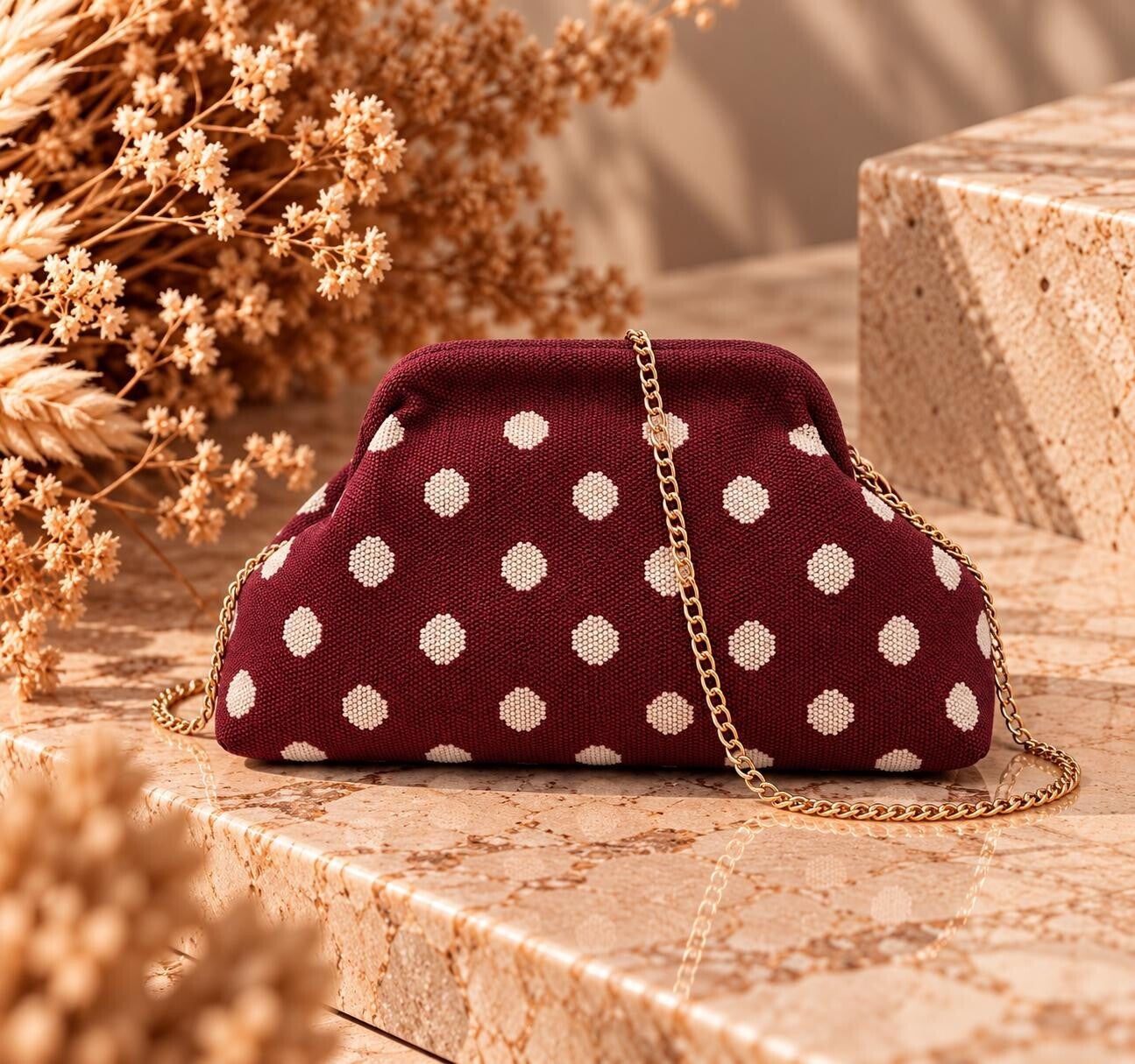 Crossbody bag polka dot - Bordeaux