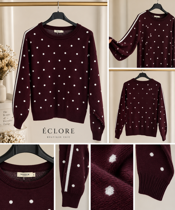Trui polkadot - Bordeaux