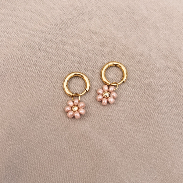 Oorbellen - Daisy flower - Nude