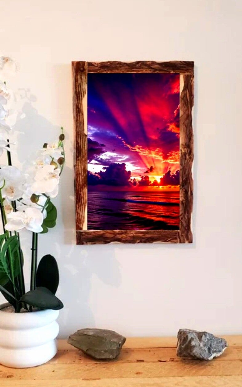 🌅 Tableau décoratif sur toile – Coucher de soleil flamboyant sur l’océan