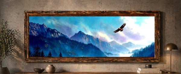 🖼️ Tableau panoramique – Paysage de montagne avec aigle en vol