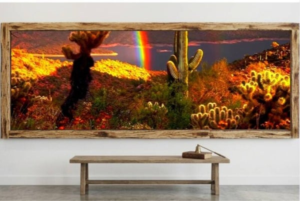 🏜🌵Tableau décoratif sur toile – Paysage désertique avec arc-en-ciel