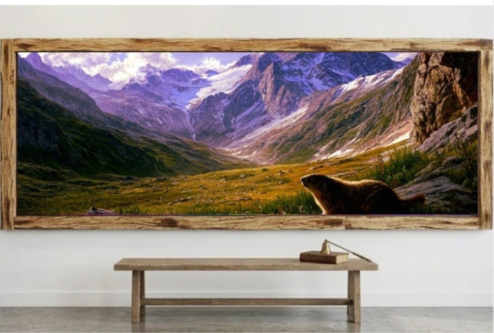 🖼️ Tableau mural panoramique – Paysage de montagne lumineux