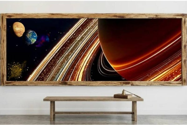Tableau panoramique "Orbites Cosmiques" – Art spatial contemporain