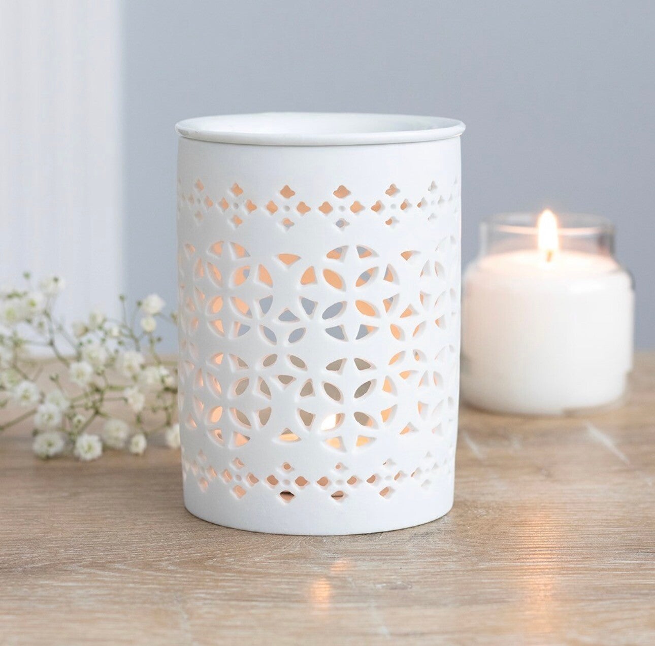 Matt White Cut Out Wax Burner