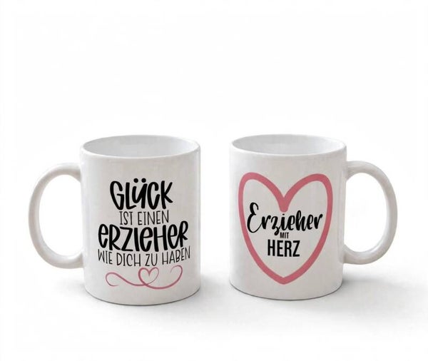 Personalisierte Tasse für Erzieherin mit Herz | Mit Namen