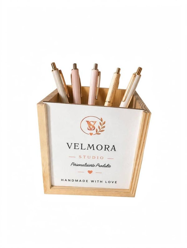Personalisierter Stiftehalter aus Holz – Elegantes Büro-Accessoire