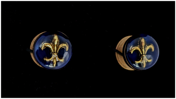 🔹Boutons de manchette - "Fleur de lys" (Bleu)