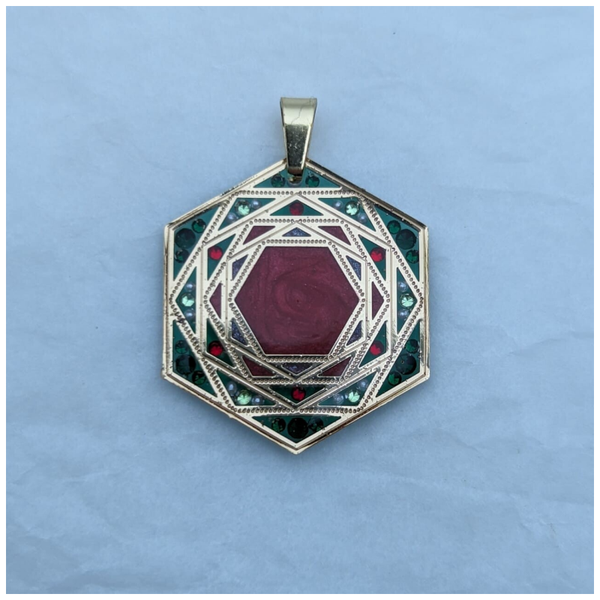 🔹Médaillon "Éclosion de rose" - rouge