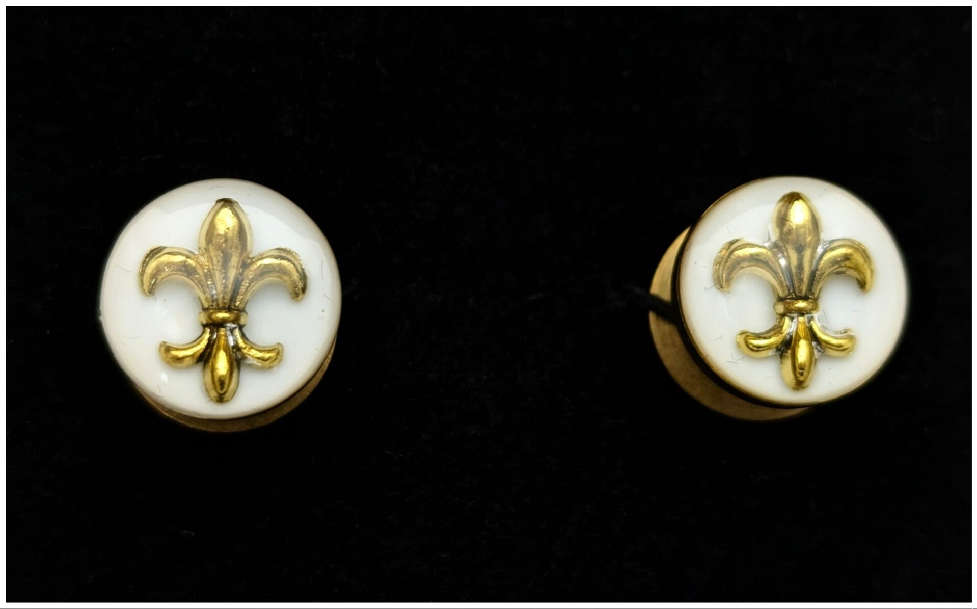 🔹Boutons de manchette - "Fleur de lys" (Blanc)