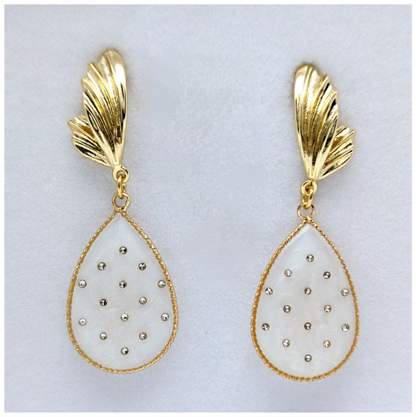 🔹Boucles d'oreilles "Monarque" - modèle Blanc nacré & or