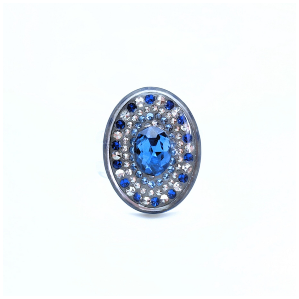 🔹Bague "Kate" - Bleu royal (modèle ovale argent)