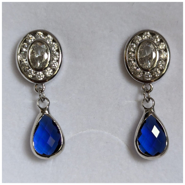 🔹Boucles d'Oreille "Pompadour" - Bleue & argent