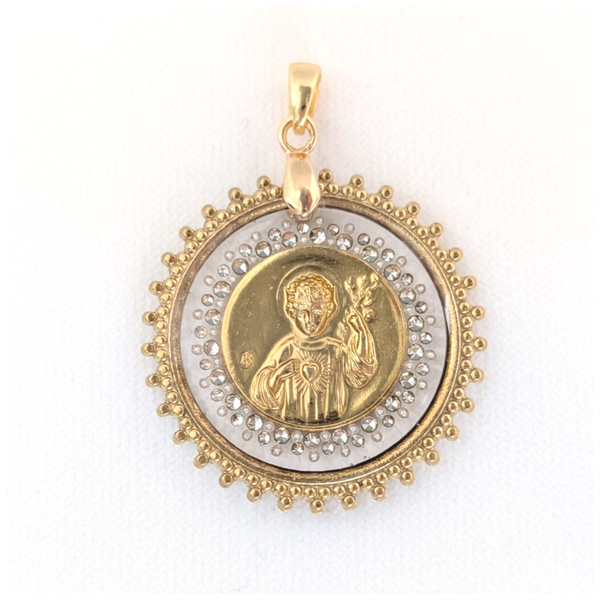 🔹Médaille Jésus Roi d'Amour MultiStrass Cristal cadre trilobé