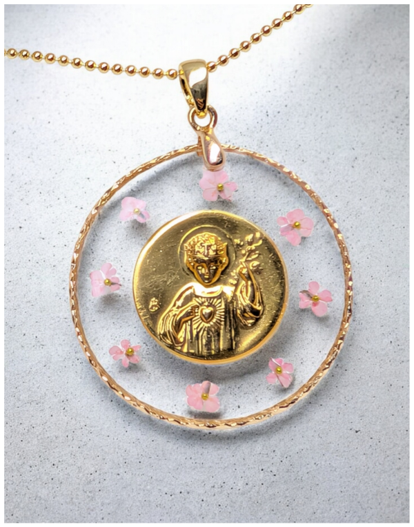 🔹Médaille Jésus Roi d'Amour Fleuri