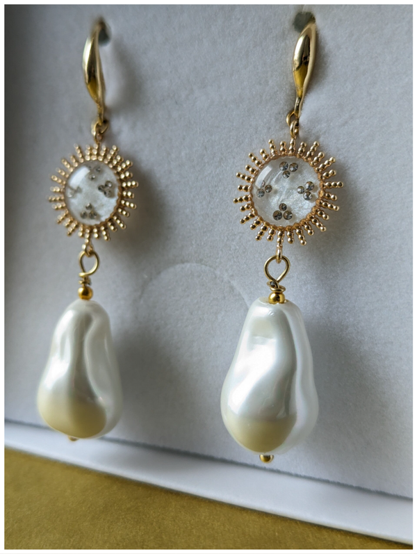 🔹Boucles d'oreilles "Versailles" - Blanc & Or Strass