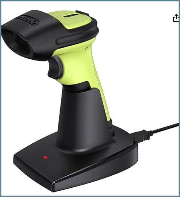 2D Barcode Scanner with Barcode Scanner Charging Base, 72 Green