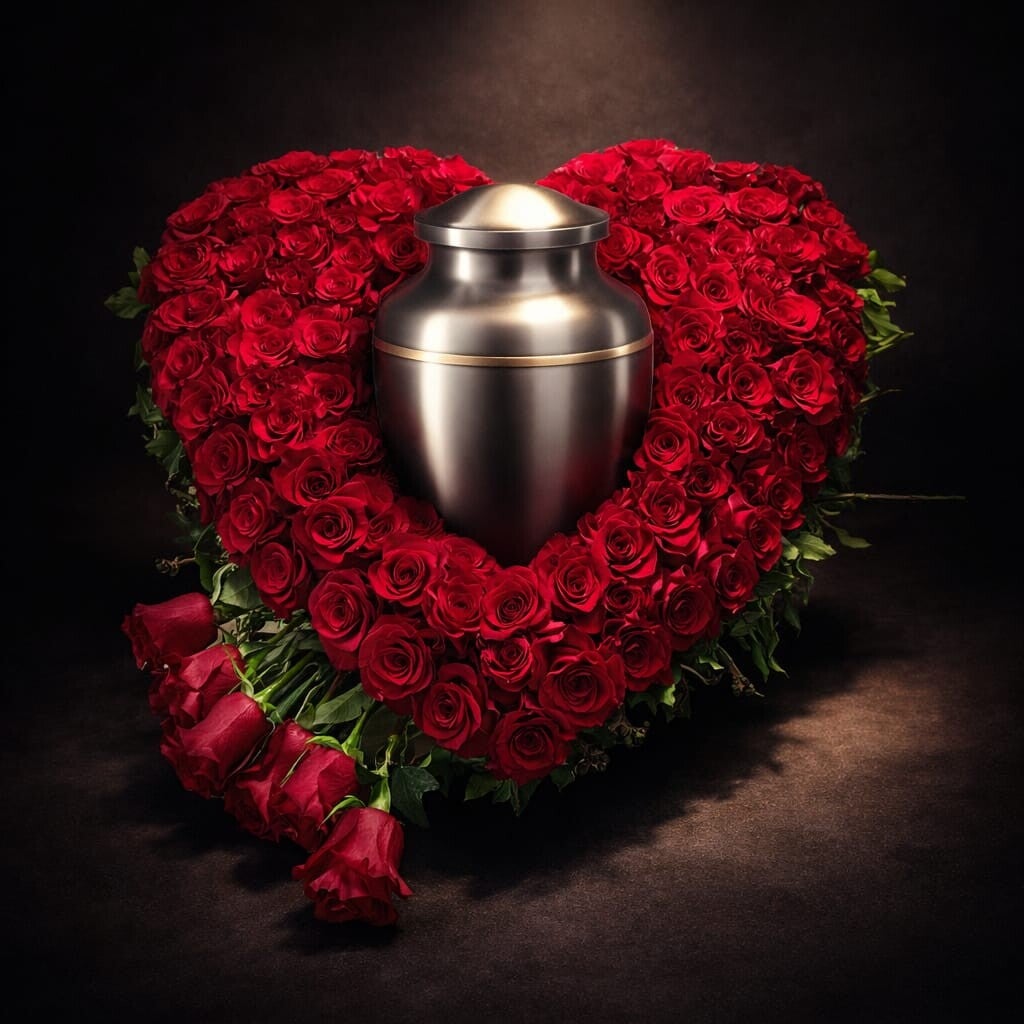 Urnenstandherz rote Rosen - USH 4