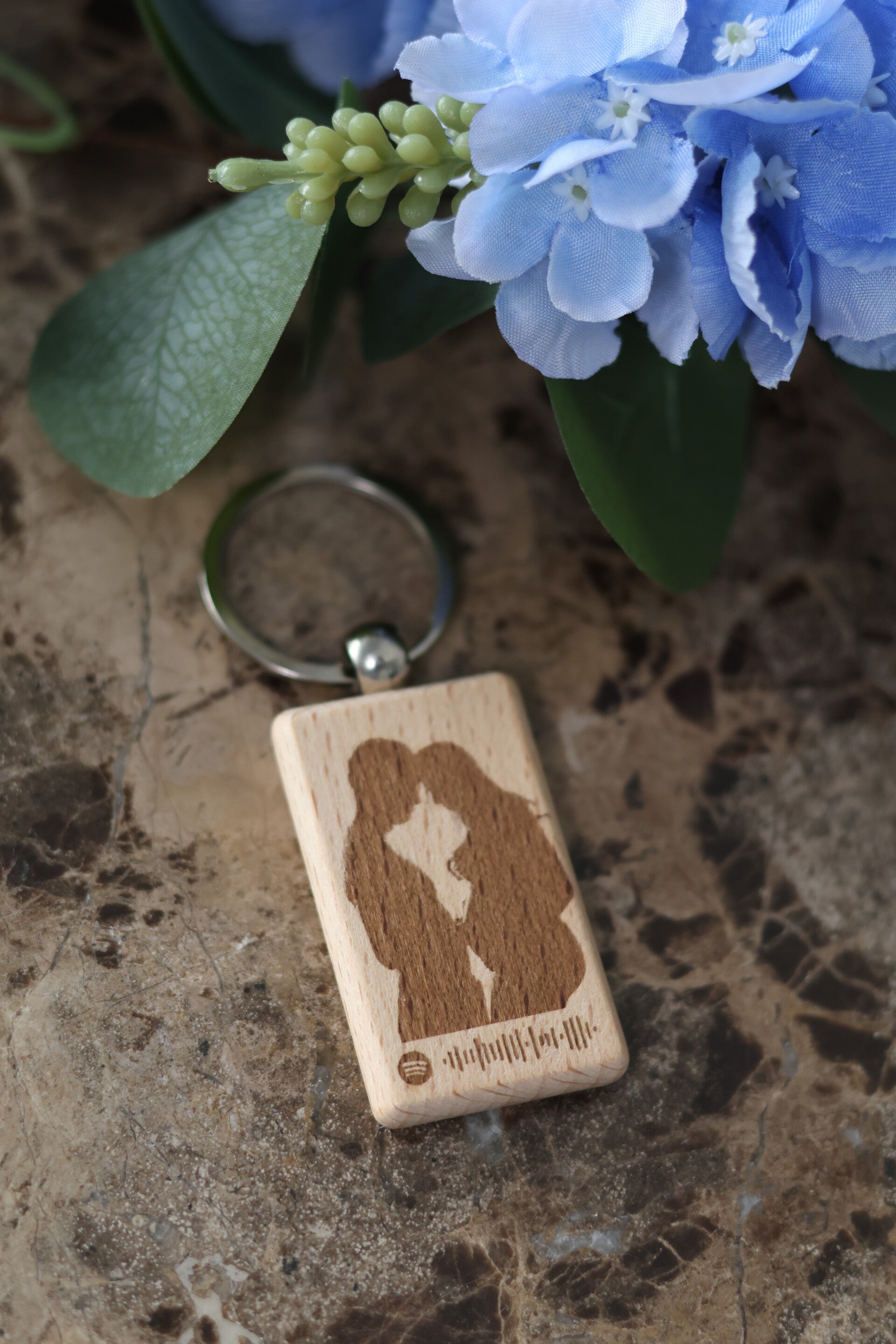 Gepersonaliseerde houten sleutelhanger rechthoekig