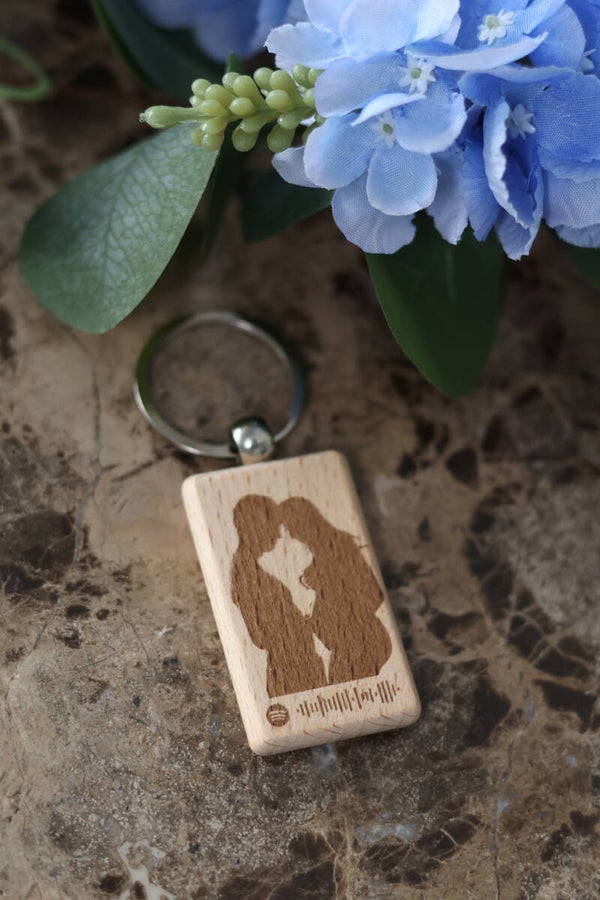 Gepersonaliseerde houten sleutelhanger rechthoekig