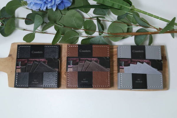Onderzetters kunstleer gepersonaliseerd