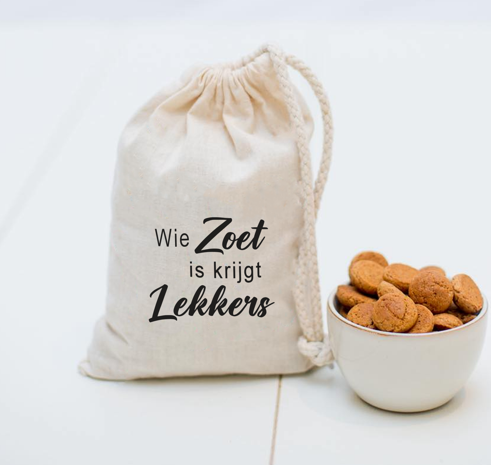 Pepernoten zakje | Wie zoet is krijgt lekkers