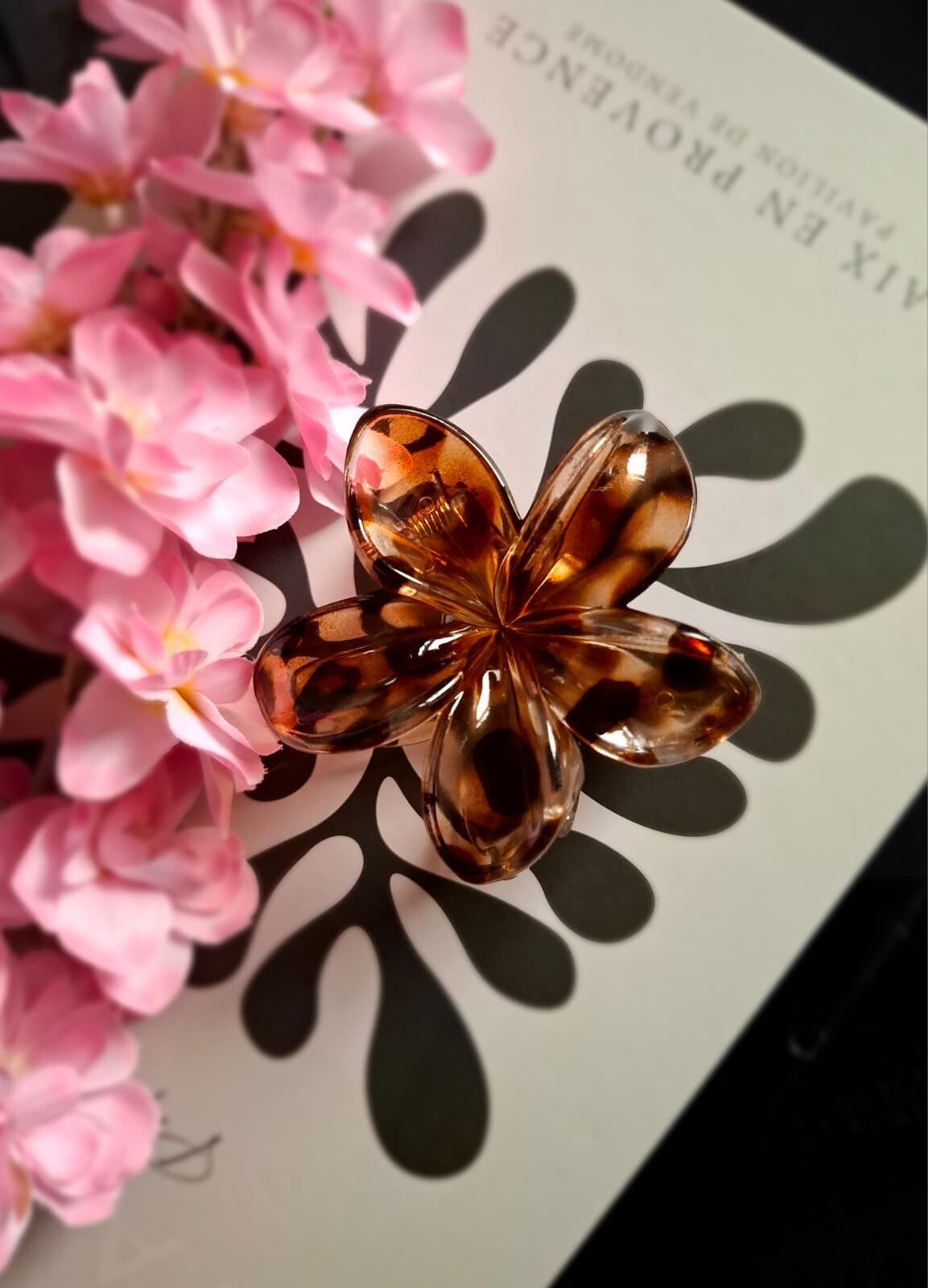 Haarknip bloem luipaardprint