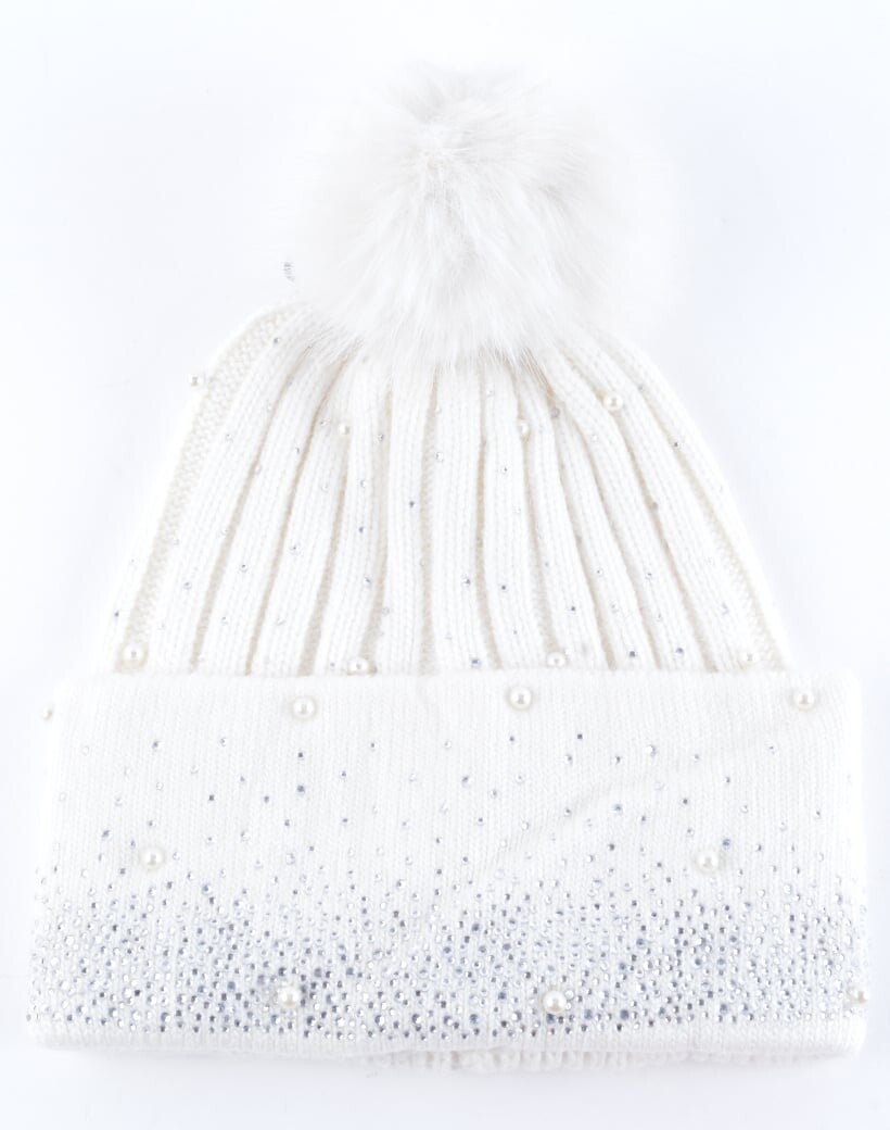 Strassteen muts Wit