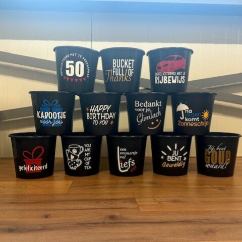 Bedrukte cadeau emmer ( 5L of 12L )