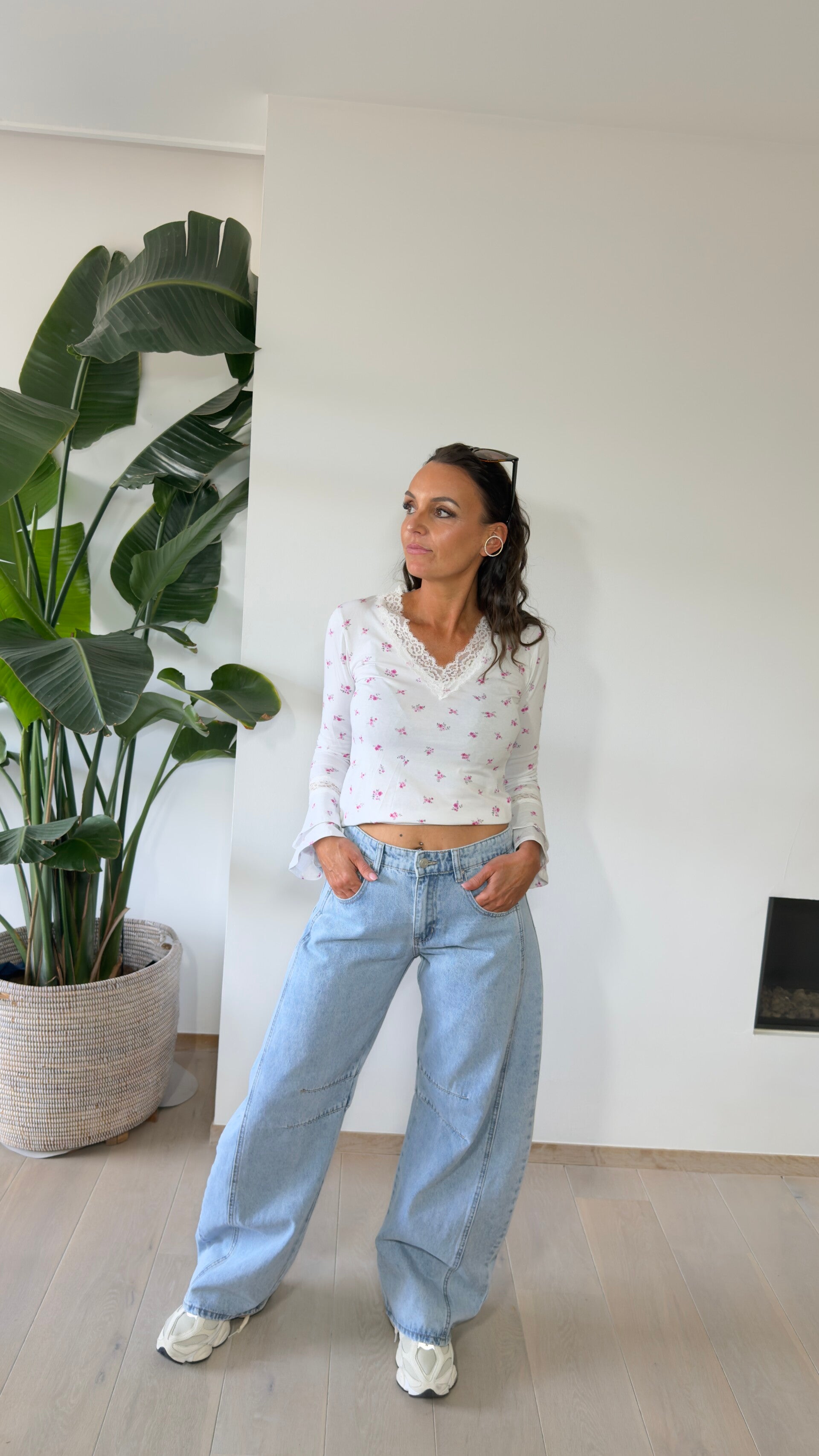 Tshirt lange mouw bloemetjes