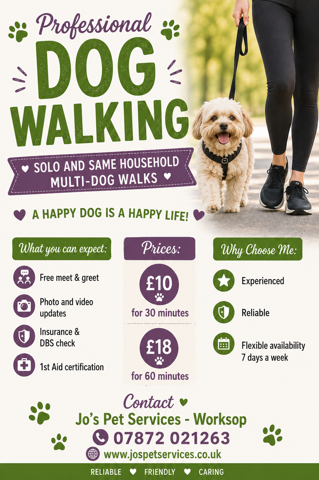 Dog walking in Worksop/Jo's Pet Services
