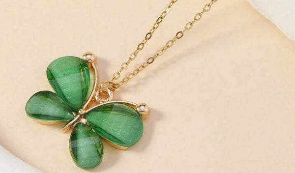 Vlinder Ketting – Groen Transparant