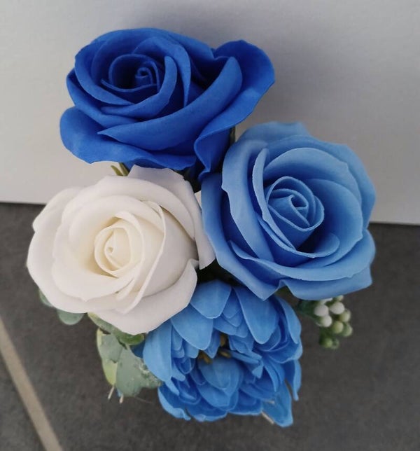 Zeepboeketje rozen blauw