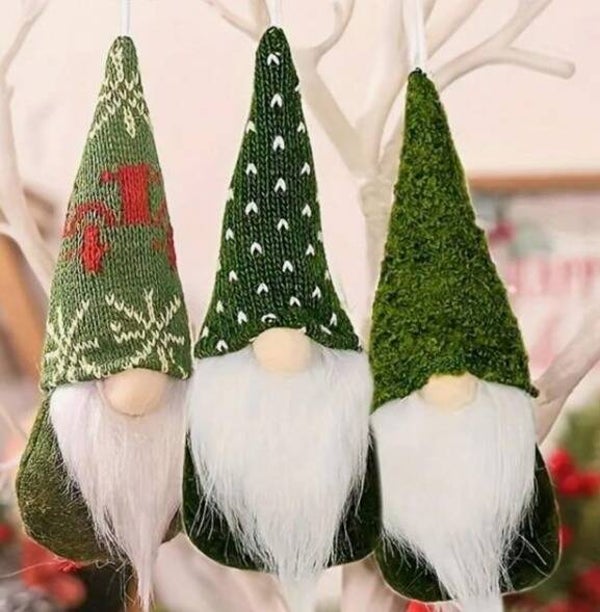 3 stuks mini kerst poppen groen