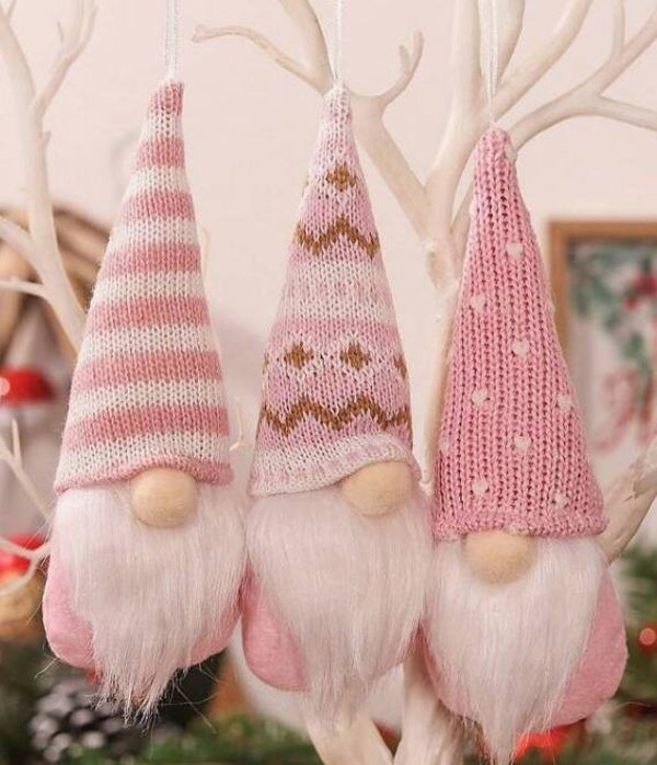 3 stuks mini kerst poppen roos