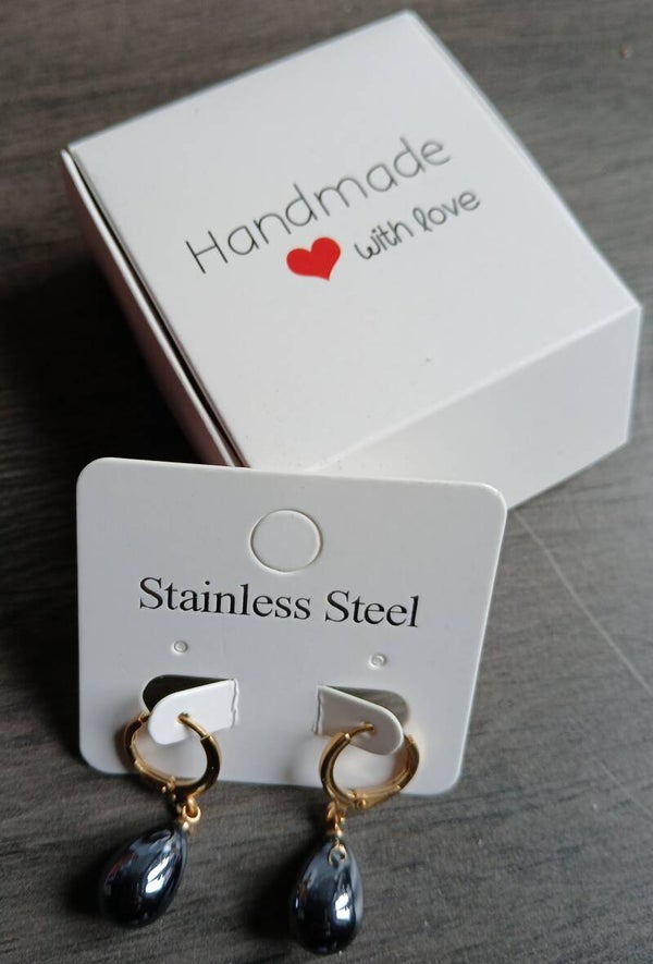 Oorbellen “Goudglans & Hematiet”