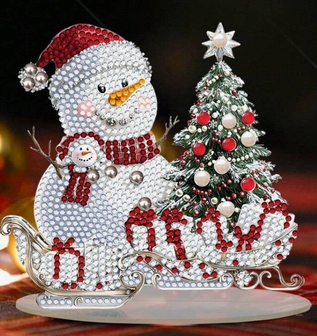 Acryl diamant schilderij – sneeuwpop