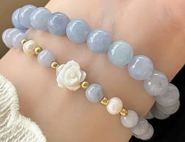 “Elegante Aquamarine Maansteen Armband (2 stuks)”