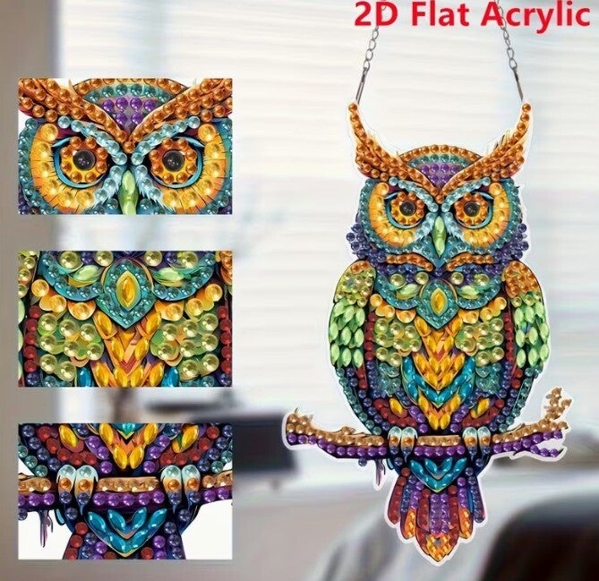 Diamond painting  levendige uil