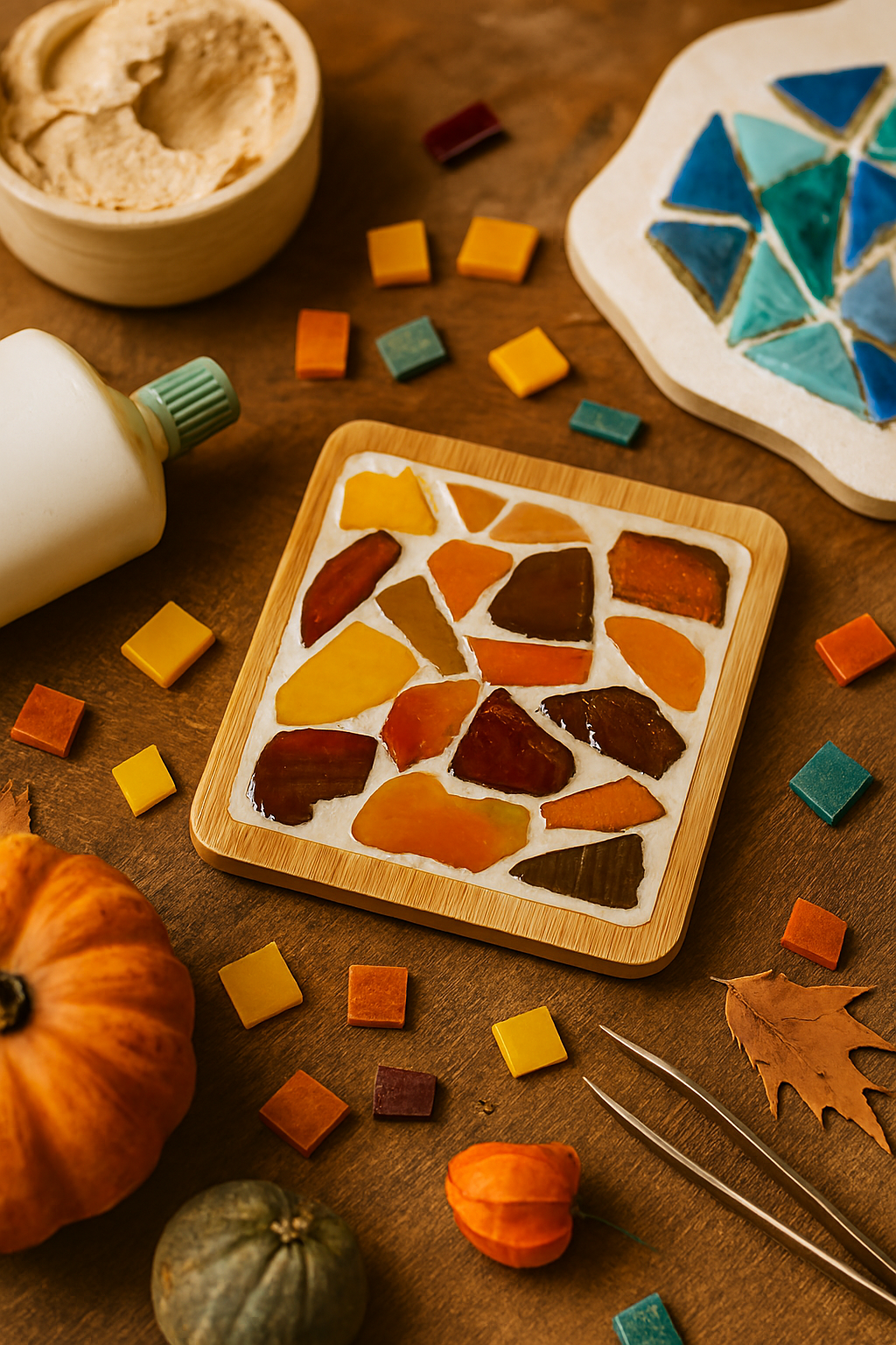 Vierkante Mozaïek Onderzetter – 8 cm