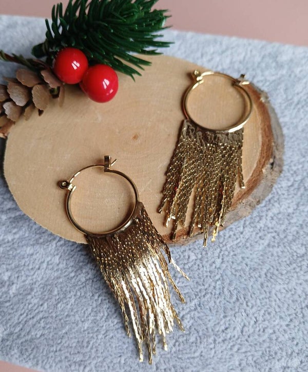 Goudkleurige Oorbellen met Kettingfranjes