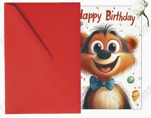 Verjaardagskaart "Happy Birthday – Vrolijk Diertje"