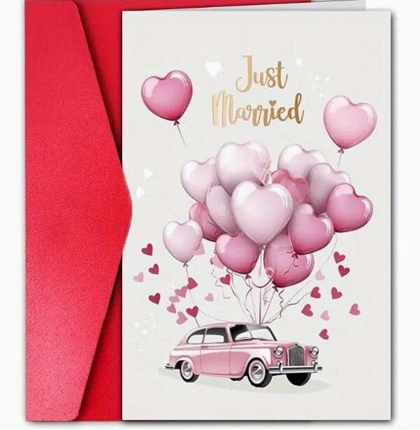 Huwelijkskaart "Just Married – Liefde in de Lucht"