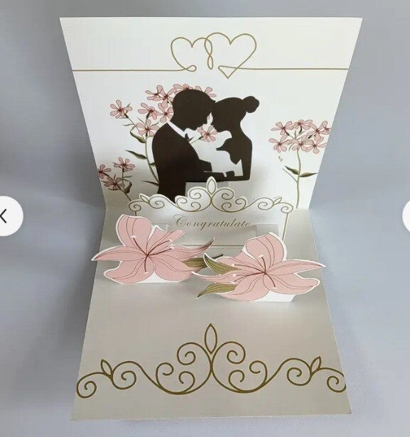 Pop-up Huwelijkskaart "Congratulations – Romantisch Silhouet"