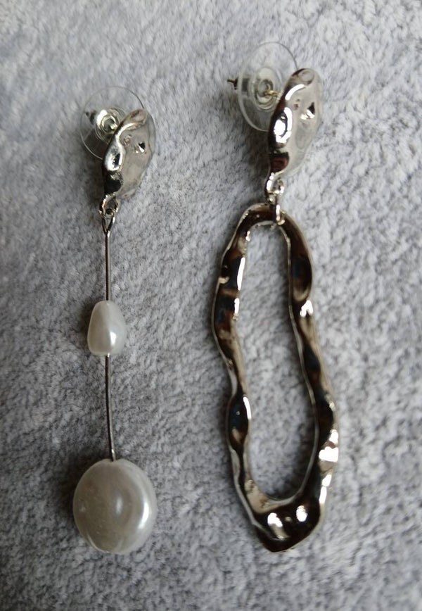 Asymmetrische oorbellen - Zilver