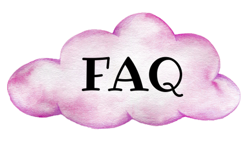 Eine Wolke mit lila Rändern, in der mit schwarzer Schrift "FAQ" steht.