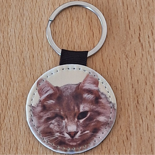 Kunstleer foto-sleutelhanger rond