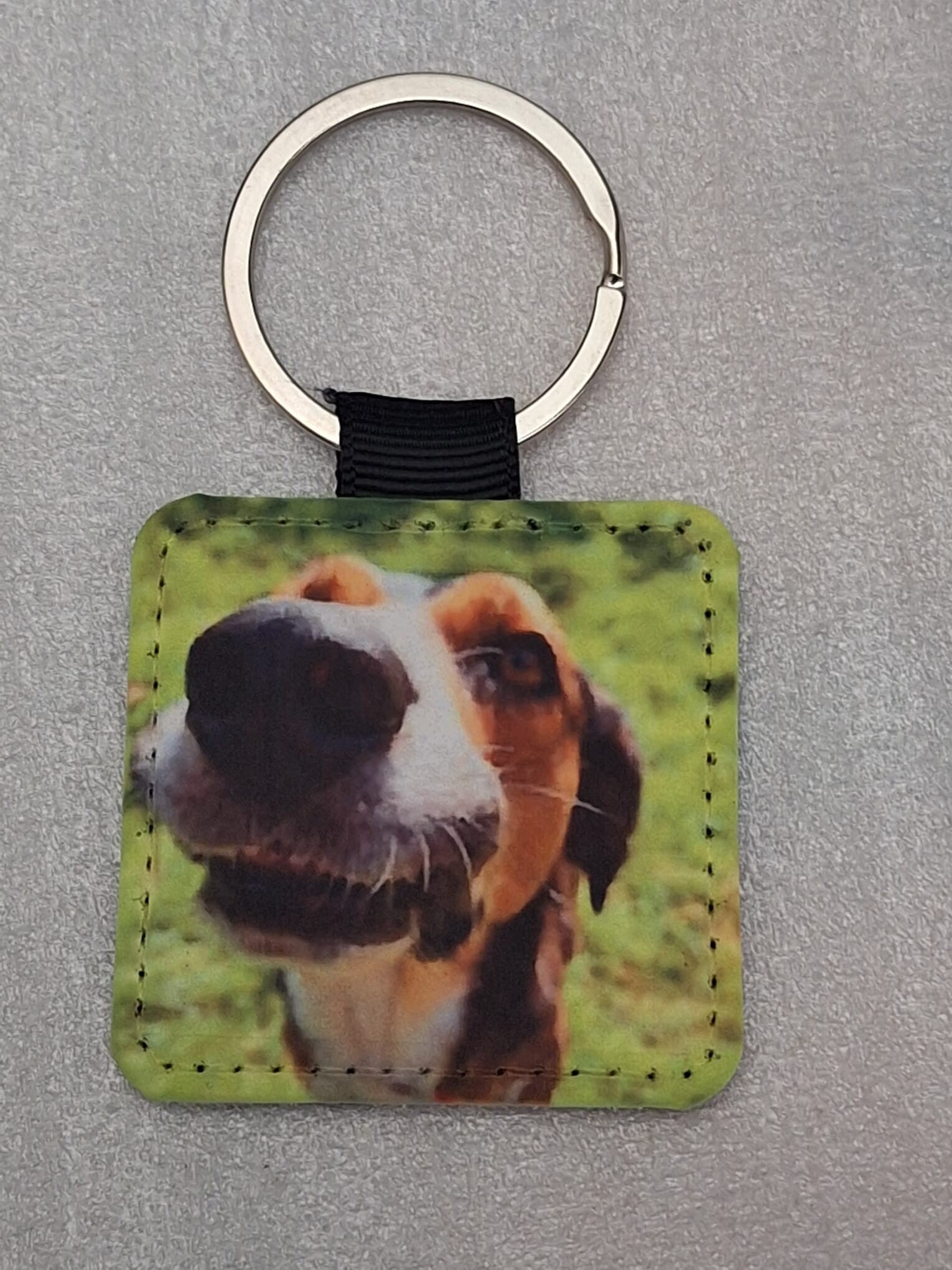 Kunstleren foto-sleutelhanger vierkant